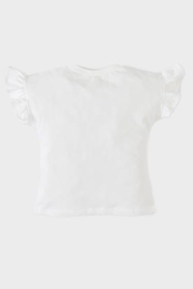 تيشيرت نص كم قصة عادية بياقة مستديرة