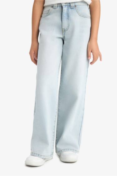 بنطرون جينز بناتي وايد ليج برجل واسع