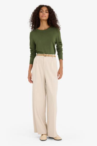 بلوفر تريكو قصة عادية برقبة مستديرة