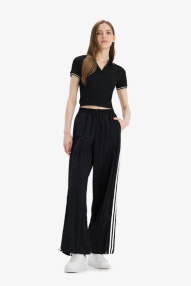 Fitted Polo Neck Ribbed Camisole Basic T-Shirt