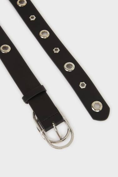 Woman Faux Leather Denim Belt