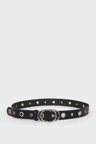 Woman Faux Leather Denim Belt