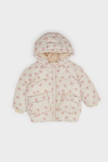 Doudoune à capuche imperméable coupe-vent à imprimée pour bébé fille