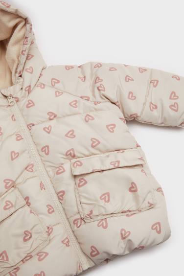 Doudoune à capuche imperméable coupe-vent à imprimée pour bébé fille