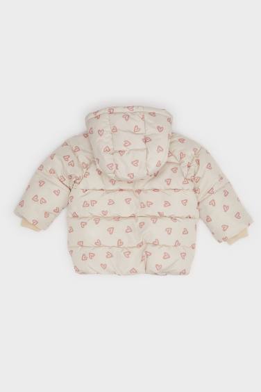 Doudoune à capuche imperméable coupe-vent à imprimée pour bébé fille