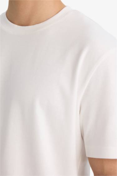 تيشيرت قصة عادية مطبوع برقبة مستديرة