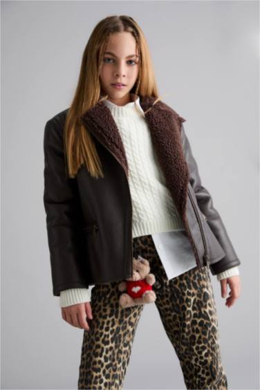 Kız Çocuk Pelüş Astar Fermuarlı Cepli Mont