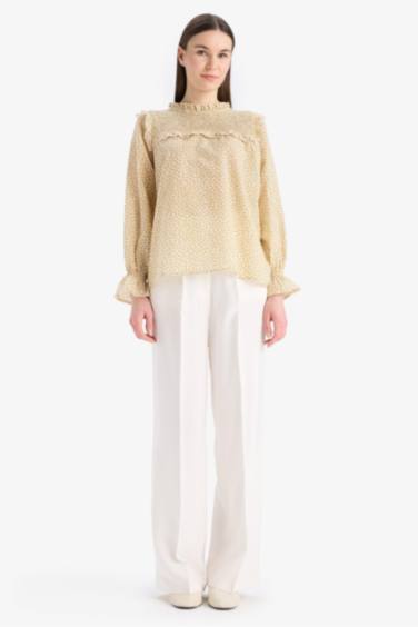 Blouse tunique imprimée à manches longues et coupe régulière