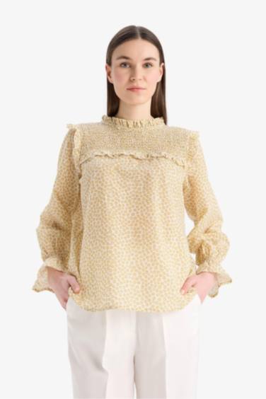 Blouse tunique imprimée à manches longues et coupe régulière