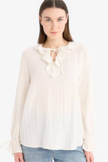 قميص طويل منسوج ردن طويل