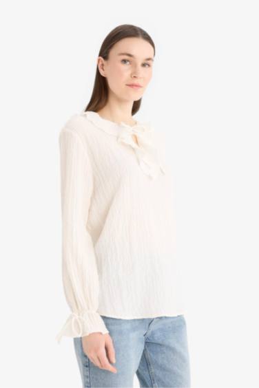 قميص طويل منسوج ردن طويل