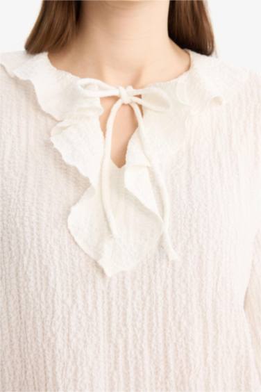 قميص طويل منسوج ردن طويل