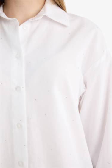 قميص بوبلين قصة مريحة