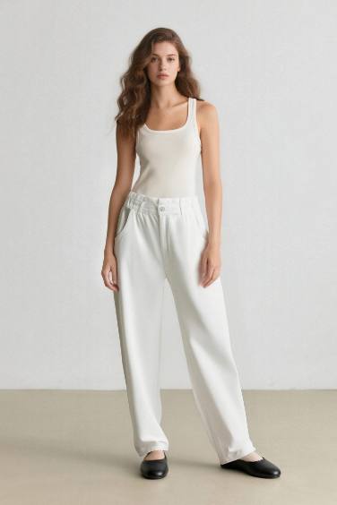 بنطرون جينز بيبرباج بخصر مطاطي