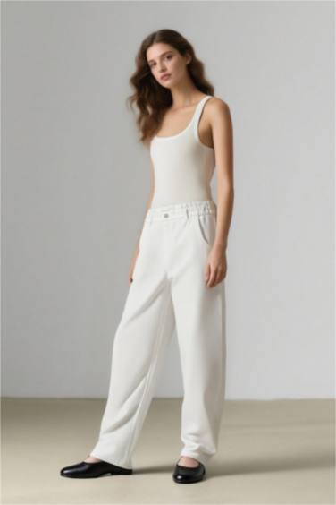 بنطرون جينز بيبرباج بخصر مطاطي