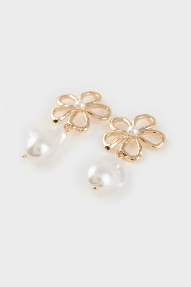 Woman Floral Pearl Earrings