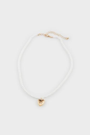 Woman Heart Pearl Gold Necklace