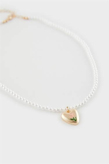 Woman Heart Pearl Gold Necklace