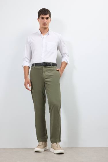 Regular Fit Düz Paça Chino Kanvas Pantolon