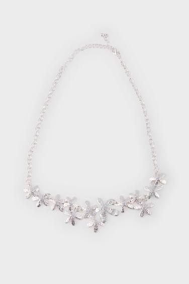 Kadın Renkli Çiçekli Silver Kolye