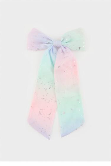 Детская заколка-клипса с разноцветной лентой