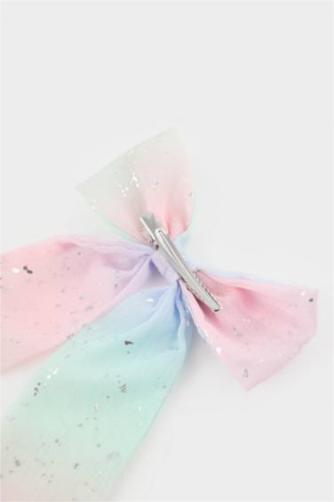 Детская заколка-клипса с разноцветной лентой