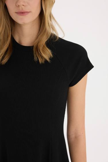 Crew Neck Ribbed Camisole Basic Mini Dress