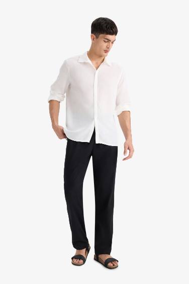 Relax Fit Regular Hem Flanel Trousers