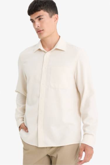 Chemise en coton à manches longues Coupe régulière