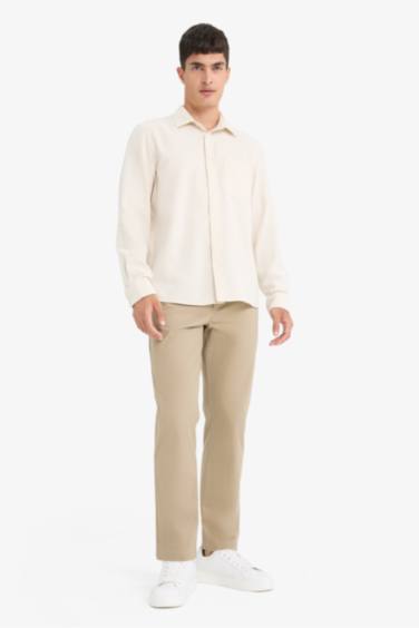 Chemise en coton à manches longues Coupe régulière