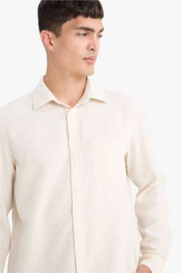 Chemise en coton à manches longues Coupe régulière