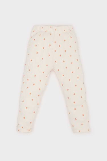 Baby Girl Regular Fit Heart Patterned Corduroy Trousers