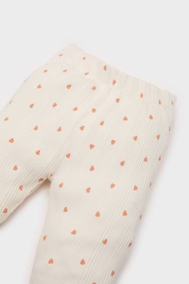 Baby Girl Regular Fit Heart Patterned Corduroy Trousers