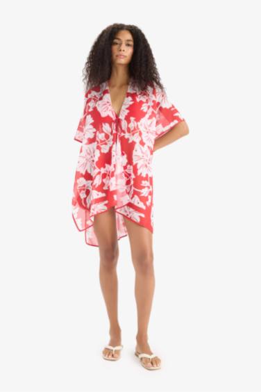 Fall in Love Regular Fit Tropical Patterned Chiffon Beachwear