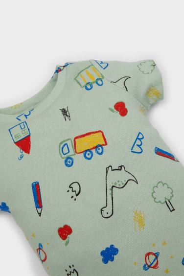 طقم بيبي اولادي شورت وسالوبيت بطبعة ديناصور - قطعتين