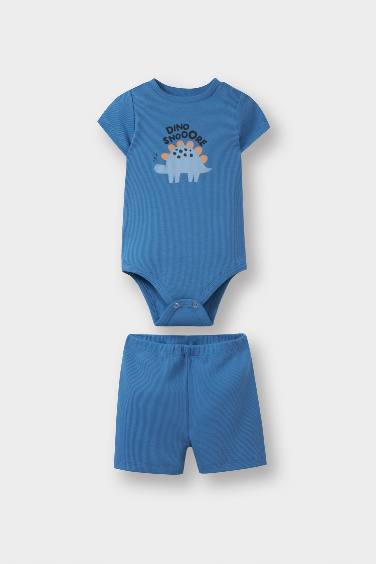 Baby Boy Dinosaur Printed Ribbed Camisole 2 Piece Set