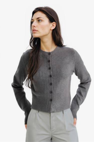 Slim Fit Crew Neck Knit Cardigan