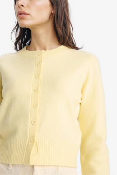 Slim Fit Crew Neck Knit Cardigan