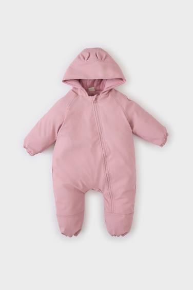 Baby Girl Waterproof Hooded Zippered Jumpsuit