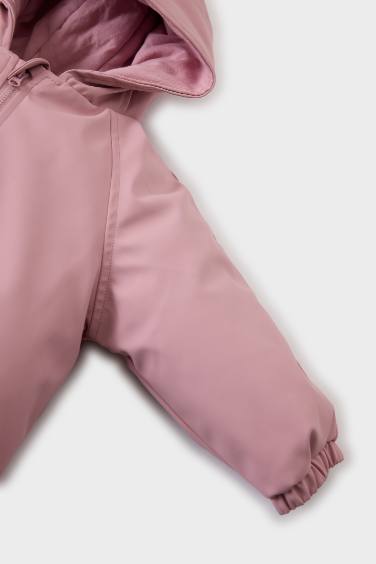 Baby Girl Waterproof Hooded Zippered Jumpsuit