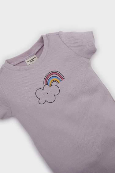 Baby Girl Rainbow Printed Snap Body Shorts 2 Piece Set