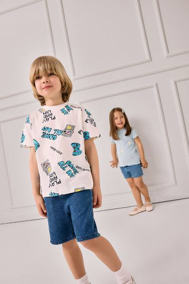 Erkek Bebek Basic Düz  Jean Şort