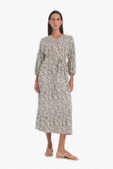 Animal Print Half Sleeve Maxi Dress