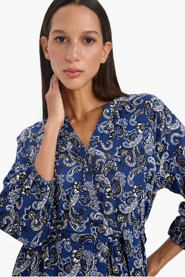 Animal Print Half Sleeve Maxi Dress