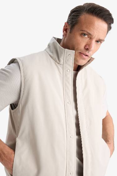 Gilet en coton à col montant Coupe régulière