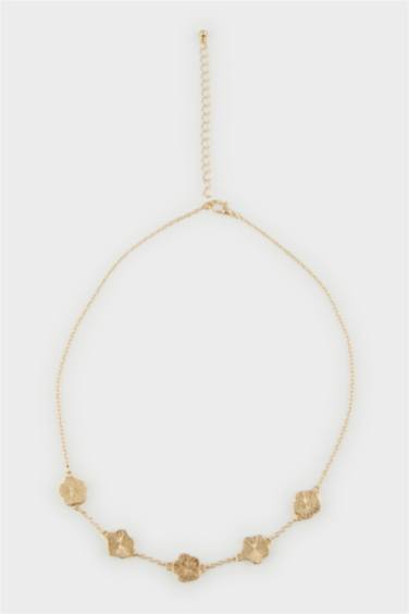 قلادة ذهبي نسائي فلورال ابيض