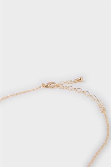 Collier doré avec fleur verte pour femme