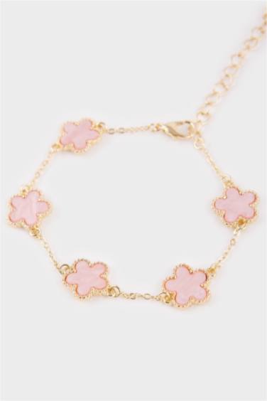 Kadın Pembe Yonca Detaylı Bileklik