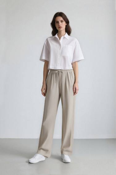 Oversize Fit Shirt Collar Poplin Short Sleeve Shirt