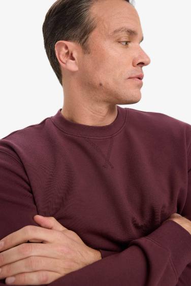 سويت شيرت قطن قصة عادية برقبة مستديرة